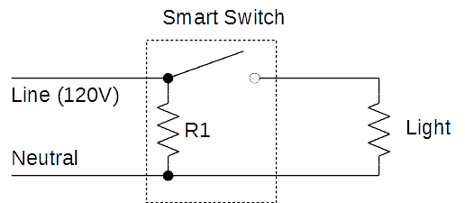 electrical diagram showing smart switch with neutral wire